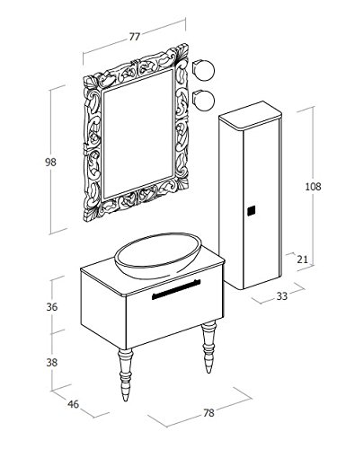 Dafne Italian Design Mobile da bagno con cassetti