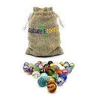 Naturesroom Glass Shooter Marbles for Kids - Large 1\" Shooter Marbles Bulk for Collectables, Games and Home Decorations - Set of 25 Assorted Colors - Jugar a Las Canicas