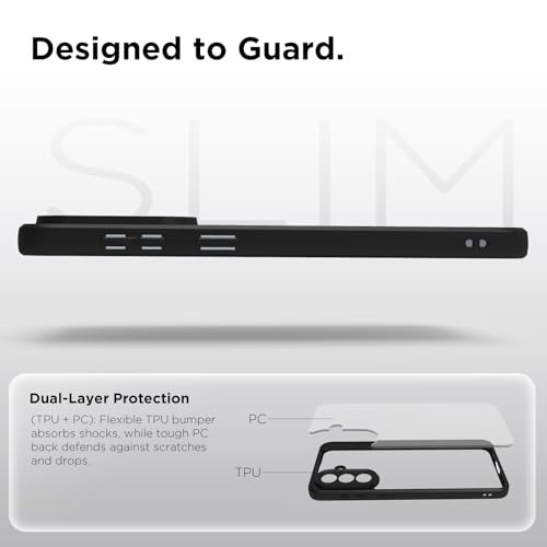 Image of RIGGEAR Shockproof Sleek Hybrid Armor Back Cover Case for Samsung Galaxy A57 5G (Clear PC + Black TPU Bumper)