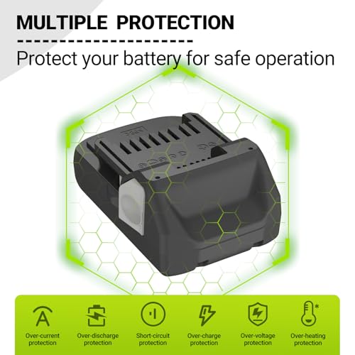 Image of 2Pack 4000mAh 18V Battery and Charger Compatible with Hitachi BSL1815X BSL1815S BSL1830 BSL1830C 330139 330557 339782,Replace for Hitachi 18V Battery