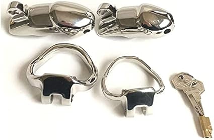 Cinturón de Castidad con Jaula para Pene para Hombres - Jaula de Castidad de Acero Inoxidable Jaula de Castidad Jaula para Polla Anillos de Metal Juguete Sexual Fetiche(Lange 42ring)