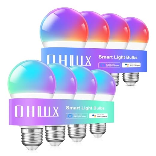 OHLUX Smart WiFi LED Light Bulbs 100W Equivalent 900Lumen Compatible with Alexa and Google Home (No Hub Required), RGBCW Multi-Color, Warm to Cool White Dimmable, 9W E26 A19 Color Changing Bulb-8PACK