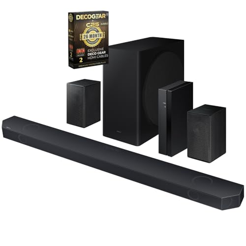 Samsung Q-Series 9.1.2 ch. Wireless Dolby Atmos Soundbar HW-Q910D (2024) + Deco Gear 4K HDMI 2.0 Cable w/Pure Copper Conductors x2 & CPS Exclusive 26 Month Protection Pack Bundle (BEACH-CPS-261500)