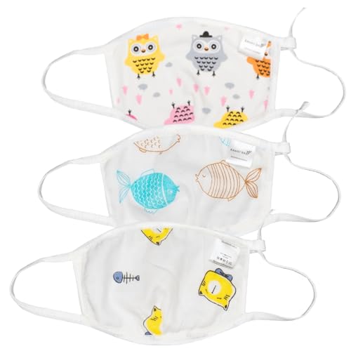 Kawaii Baby Kids Face Mask, 4-Layer Waterproof Reusable Face Mask For Kids (5-10 Years) - Pack of 3