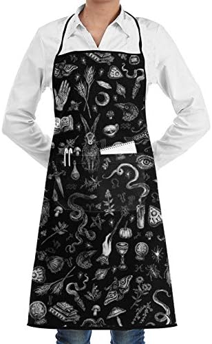 Lhgs5sv Salem Witch in Black Cooking Apron Kitchen Apron Soft Chef Apron with Pocket for Women Men