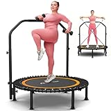 ANCHEER 48' Foldable Rebounder Trampoline for Adults/Kids with Resistance Bands and Bungees, Indoor & Outdoor Mini Trampoline with Bar and Safety Padding - Max Load 450lbs (Orange)