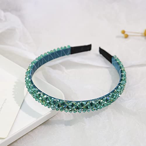 Ruihfas Fashion Sparkle 4 Rows Crystal Rhinestone Headbands Beaded Hair Hoop Band (Green) #TOP1