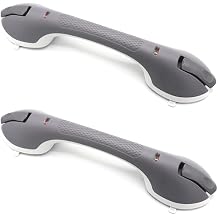 2Pack Suction Grab Bar for Shower Bathtub Upgraded Heavy Duty Non-Slip Grip Handle with Strong Suction Cup for Bathroom Wall, Max Load 269LBS Safety Bar for Elderly Senior 2, Gray