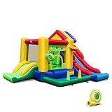 COSTWAY Castillo Hinchable Grande con Doble Tobogán, Castillo Inflable para Niños 3-10 Años, 385 x 325 x 230 cm, Pelotas de Océano, Baloncesto, Pared...