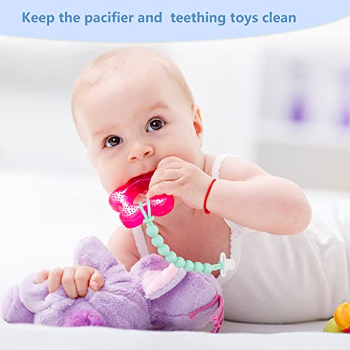 Silicone Pacifier Clip, 4 Pack One Piece Beads Pacifier Clip Holder For Baby Boys Girls, Flexible Pacifier Clips For Baby Essentials, Safe For Newborns, Teething Relief, Rust-Free Holder Clip #TOP5