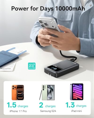 MOKiN 3-in-1 10000mAh 40W Portable Charger w/ Built-In USB-C Cable & LCD Display - image 6