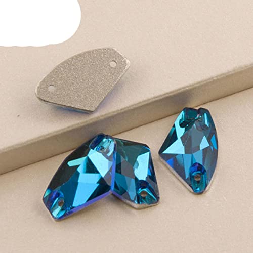 3256 Galactic Sew On Crystal Glass Flat Back Strass Nähen Strass AAAAAA Steine ​​​​für Kleid Dekoration-Blauer Zirkon,12x19mm 16Pcs Cover