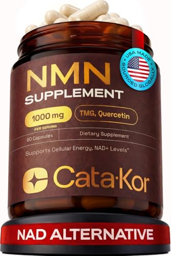 Cata-Kor NMN Supplement – 1000mg Per Serving NAD Resveratrol Supplement with Quercetin | TMG – NMNH Alternative – Supports Cellular Energy & NAD+ Level – 60 Capsules (1 Pack)