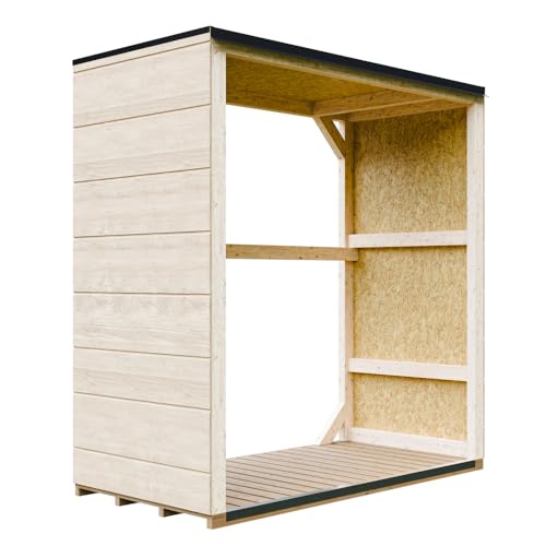 Abri à bûches extérieur 1,14 m² - 75 x 153 x H159 cm - Remise extérieure pour Bois de Chauffage résistante aux intempéries pour Le Jardin - M980-1