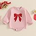 FYBITBO Newborn Baby Girl Bubble Romper Clothes Bow Embroidery Sweatshirt Romper Long Sleeve Bodysuit Fall One Piece Outfit (Pink Bow, 0-3 Months)