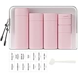 (5 pcs) Travel Cream Dispenser Bottles Set Travel Bottles Toiletry Containers Set, TSA Approved, Travel Essentials (pink)