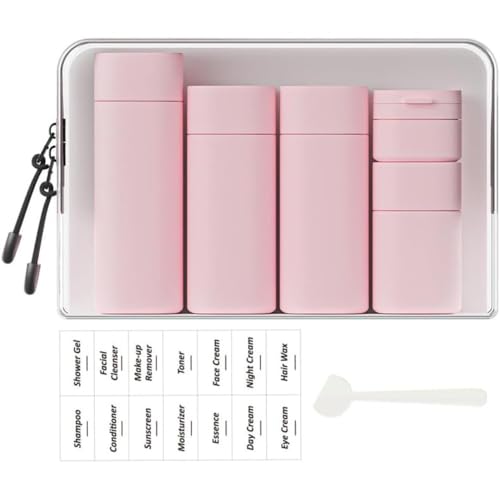 (5 pcs) Travel Cream Dispenser Bottles Set Travel Bottles Toiletry Containers Set, TSA Approved, Travel Essentials (pink)