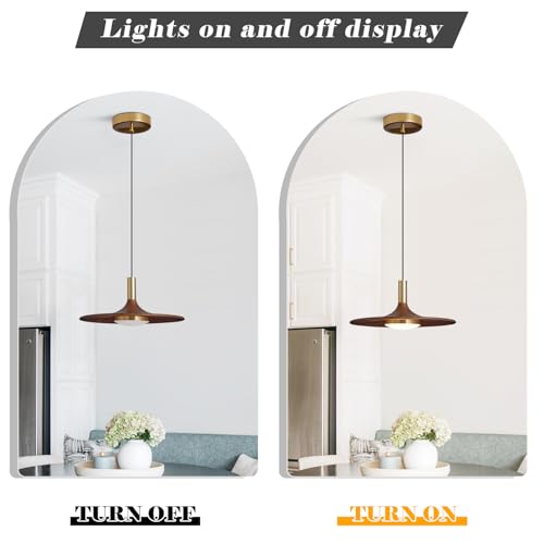 Dimmable Pendant Light, Wood Grain Finish LED Pendant Light Fixture, Modern Metal Dining Pendant Lights for Hotel Bar Kitchen Island Entryway by Fulesi - Image 4