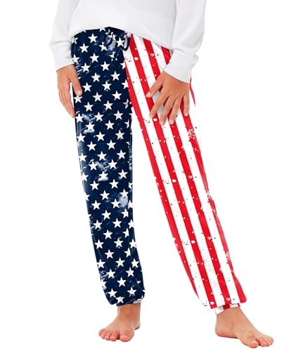 Image of Deerose 4th of July Pants American Flag Drawstring Sweatpants with Pockets 5-14 Years