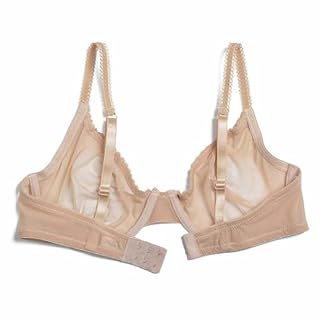 YANDW Sexy Sheer See Through Bras Unlined Underwire Lace Mesh Non Padded Ultra Thin Clear Bralette Beige, 38C