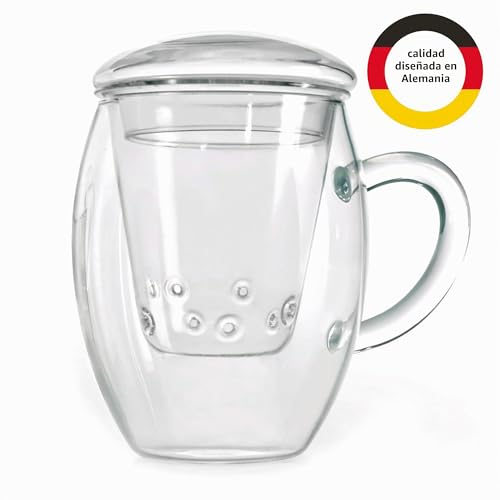 Miniatura 10 de Creano Vaso De Té Todo En Uno, Taza De Té Grande Con Colador Y Tapa De Cristal, 400 Ml Una Tetera Ideal Transparente 1 Pieza Paquete De 1