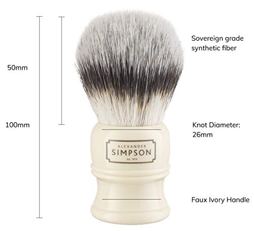 Alexander Simpson Trafalgar Synthetic Shaving Brush - Simpson Shaving Brushes - Faux Ivory Handle (T3) #TOP1