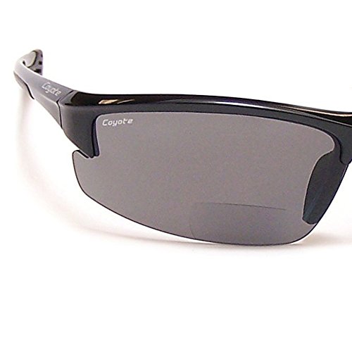Coyote Eyewear Bp-7 Polarized Reader Bifocal +2.00 Sunglasses, Black/Grey #TOP1