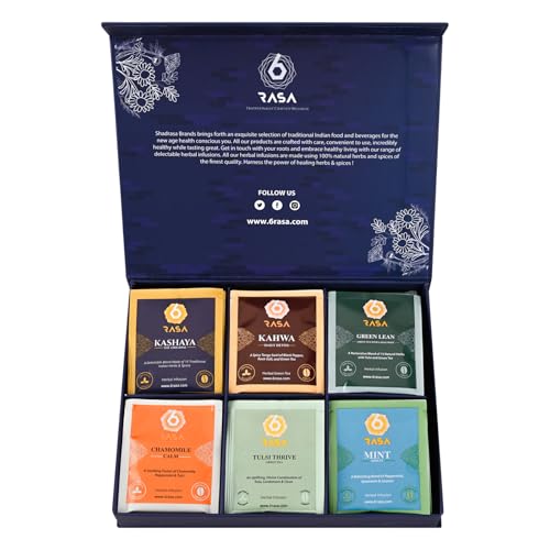 6rasa Assorted Herbal Tea&Green Tea Selection Box 6 Flavors,30 Te...
