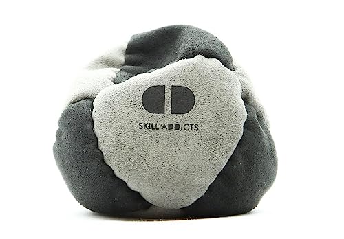 Skill Addicts - Skill Addicts Footbag - Gris Noir (Freestyle Foot Bag pour Tout Niveau de Compétence)