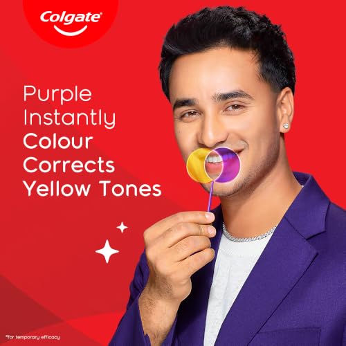Image of Colgate Visible White Purple Toothpaste for Teeth Whitening, Colgate Toothpaste with Fluoride, Tooth Paste Helps Remove Surface Stains, Whitens Yellow Teeth, Enamel-Safe for Daily Use Paste (75g)