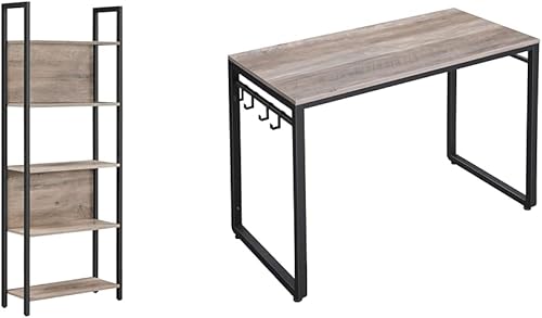 Miniatura 10 de VASAGLE Estantería de 5 niveles, estante de almacenamiento, estantería con marco de acero, para sala de estar, entrada, pasillo, oficina, gris