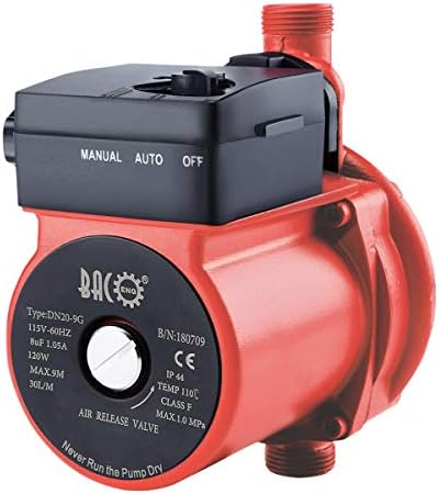 BACOENG 3/4'' 115V Hot Water Recirculating Pump, High Head 120W Circulation Pump For Solar Heater System With Built-in Automatic Flow Switch