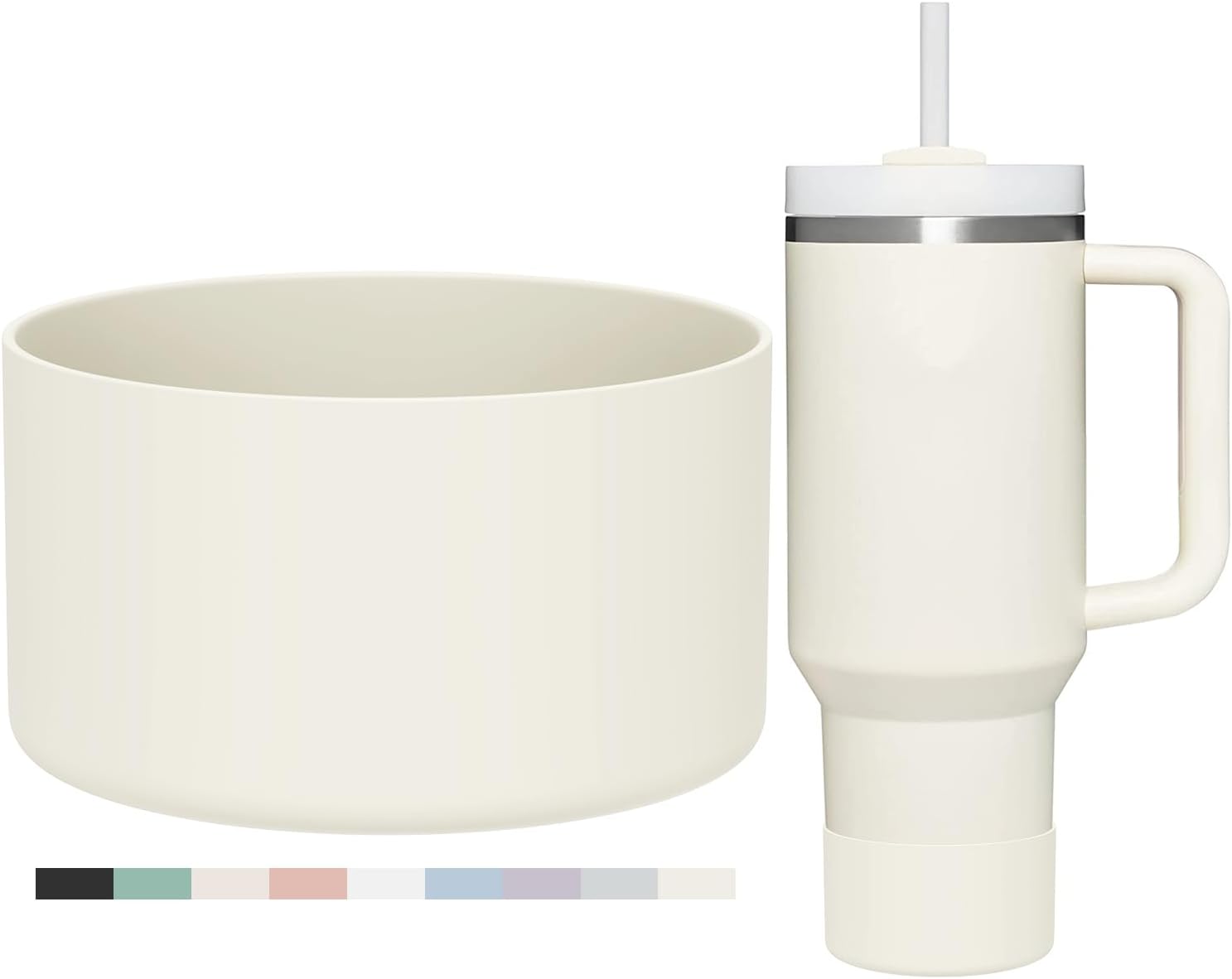 Affute Protective Silicone Boot for Stanley Quencher H2.0 40 30 20 oz & IceFlow Flip 30 20 oz, BPA Free Anti-Noise Anti-Scratch, Stanley Cup Protector Sleeve Cover Boot (Cream)