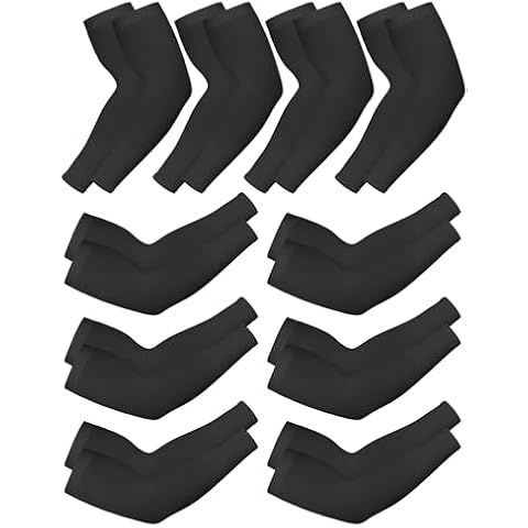 Boao 10 Pairs UV Sun Protection Arm Sleeve for Men Women Work Cooling Tattoo Cover Up Compression Sleeves for Cycling Fishing (Fresh Black) Cover