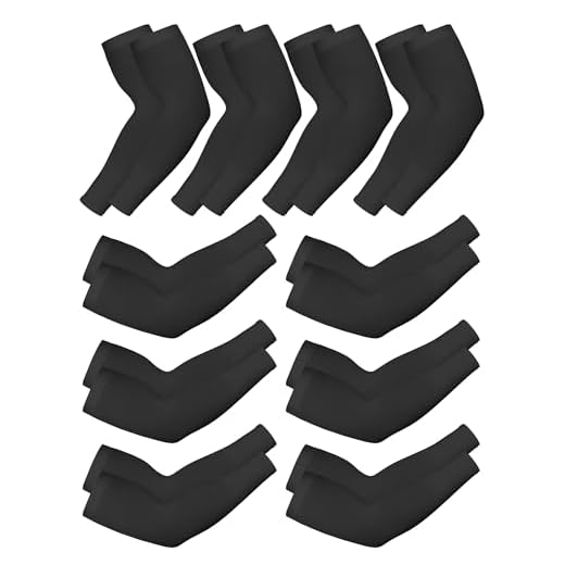 10 Pairs Cooling Sun Sleeves UV Protection Arm Sleeves Arm Cover Sleeve for Men Women (Black)
