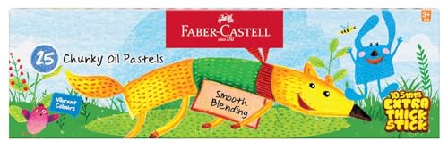 Image of Faber-Castell 25 Oil Pastels 10.5 mm Extra Thick - Pack of 25 Vibrant Colours | Smooth Blending, Rich Pigmentation & Break-Resistant Design | Ideal for Students & Artists