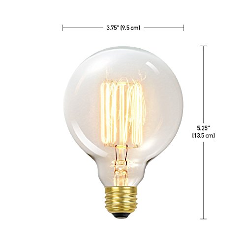 Ctkcom Edison Vintage Filament G95 40W Light Bulbs Globe Round (2 Pack)- G95 E26/E27 Antique Incandescent Bulb Equivalent Warm White Lamps Squirrel Cage Filament For Loft Coffee Bar Restaurant Kitchen #TOP2