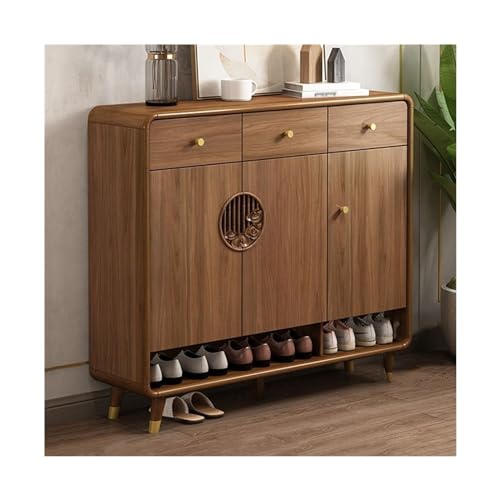 Shoe Rack Shoe Cabinet with Solid Wood Frame, Shoe Organizer with Doors and Drawer, Freestanding Shoe Storage Cabinet for Entryway Living Room Shoe Organizer (Size : 140x35x100cm) ()
