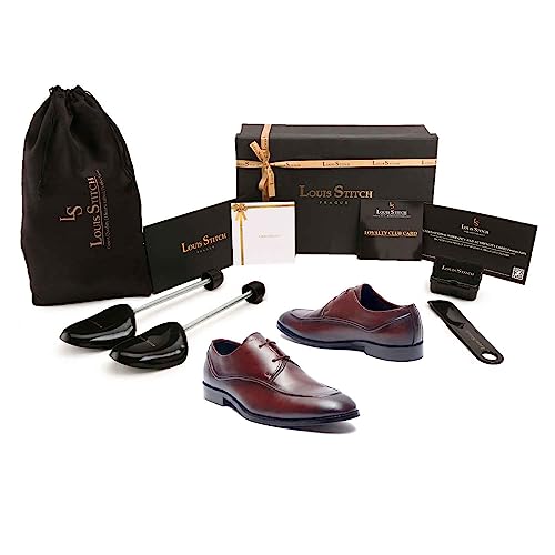 Image of LOUIS STITCH Men's Premium Italian Leather Shoes Handcrafted Two Eyelet Style British Classic Laceups for Men Formal Officewear (EXTE)