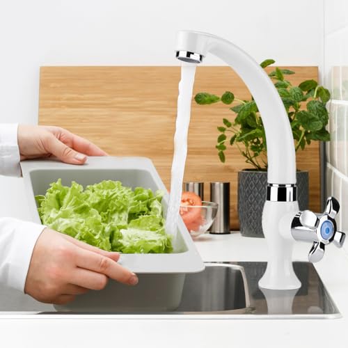 Lwuey Cold Water Faucet, Only Tap for Kitchen Sink Bathroom Basin G1/2 Thread Swivel High Arc Spout 1 Hole Deck Mount Goose Neck Single Handle Chrome Surface Home Indoor Outdoor Garden Bar Camper RV - Image 3