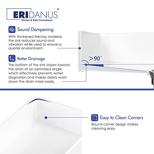 21 Inches Kitchen Sink, Eridanus Utility Farmhouse Sink, Prep And Bar Sink, Laundry Sink, 21"X 16"X 8"(Trapezoidal) #TOP5