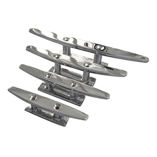 Low Flat Deck Cleats with 2 Fixings - Stainless Steel A4-Marine Grade (316) - 125mm - Pack of 1