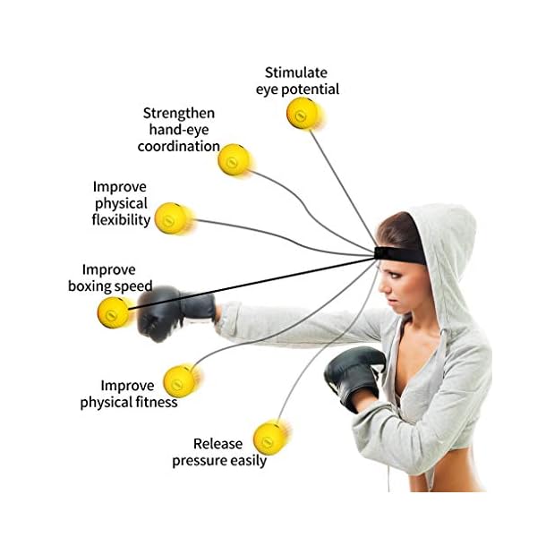 Wenosda Boxing Reflex Ball Set Training Speedball Punching Fight Balls Speed Bag Kickboxing Exercise Equipment 2 Difficulty Level Speedballs with Nylon Headband for Adult Kids
