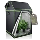HIGHWERK Growzelt 120 x 120 x 180 cm | MyHomeGrow Grow Tent, schwarz grün | Indoor Grow Tent für Pflanzenzucht | Growbox für Dachschräge, Homegrow, Growschrank | Zuchtzelt, Pflanzenzelt
