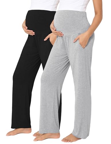 BRATUC Women's Maternity Pajama Pants Viscose from Bamboo Pregnancy Lounge