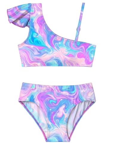 Image of Girls Swimsuit Bikini Set 2 Piece Quick Dry Ruffle Bathing Suit Teens Swimwear with Spaghetti Strap