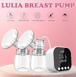 Lulia Double Electric Breast Pump, Breastfeeding Pump 4 Modes & 9 Levels, Low Noise, Anti-Backflow & LED Display, BPA Free, Portable Breast Pumps with 24mm Flange