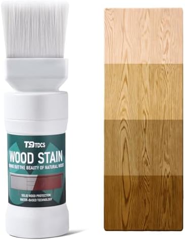 T9TDCS Wood Stain Teak Water Based Stain for Wood, 6.35 Fl Oz Natural Stain for Furniture, Fast Drying, Low Odor Outdoor & Indoor Paint for Paneling, Cabinets and More