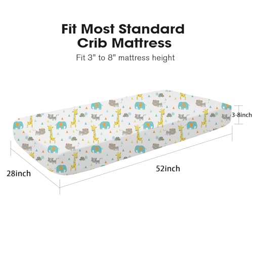 Image of Little Grape Land Crib Sheets for Girls and Boys, 2pk Baby Crib Fitted Sheet for Standard Size Crib and Toddler Mattress, Super Soft Baby Sheet, Green Dinosaur