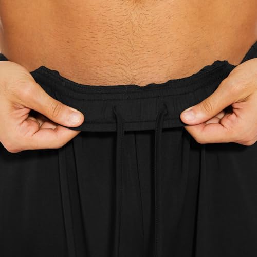 Mens Short Pajamas Set with Pockets,Black,X-Large3